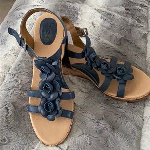 BOC Blue Wedge Sandals
